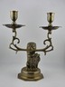 Rare Antique Bronze Lion Amsterdam Coat of Arms Double Candle Holder Candelabra