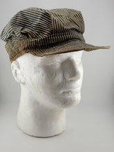 Rare Antique Original Collectible Striped Railroad Engineer Hat Cap Workwear.