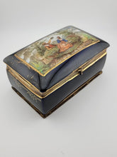 19 Century Germany Ornate Cobalt Blue Hand Painted 22K Gold Trinket/ Jewelry Box