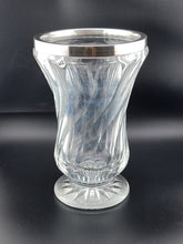 Antique Tall 8 inch 19th C. Cut crystal vase with 835 European silver collar rim