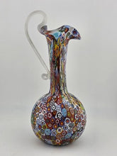 Vtg Fratelli Toso Murano Millefiori Art Glass Vase Pitcher Colorful Floral Italy