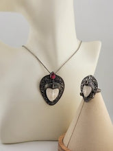 Sterling Silver Bali Goddess Moon Face Ruby Butterfly Pendant, Ring, Necklace