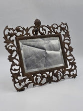 Antique Victorian Cast Iron Vanity Mirror Ornate Scrollwork Easel Frame C 1890.
