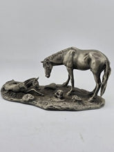 Polland Franklin Mint Pewter Horse Mare Foal Newborn Western Wildlife Figurine