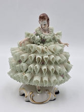 Vintage Irish Dresden Lady Sarah Emerald Collection Porcelain Lace Figurine 6.5"