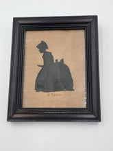 Rare Antique 19th C Silhouette Of Lady In Wooden Frame. Hand signed E. Stone.