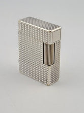Vintage S.T. Dupont Paris Ligne 1 Diamond Pattern Silver Plated Gas Lighter