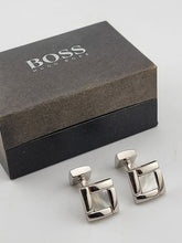 Rare Vintage Hugo Boss - Silver-Tone Mother-of-Pearl Cufflinks - Original Box.