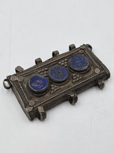 Antique Moroccan Berber Silver Lapis Lazuli Tribal Amulet Pendant Ethnographic