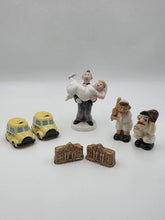 Vintage Lot Of 4 Slat & Pepper Shaker Taxi Cab Alamo Bride Groom Baseball Figure