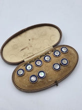 Antique Edwardian APTUS Mother of Pearl Blue Enamel Tuxedo Cufflinks Dress Stud