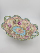 1910's Victorian German Porcelain Handled Bowl Raised Gold &Roses RS Style 11.5"