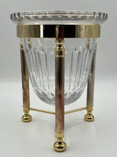Design Guild Crystal Champagne Chiller Vertical Cut with Stand Brass Barware