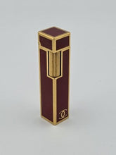 Rare Vintage Cube Cartier Lighter - 18k Yellow GP Red Laquer Cigarette Lighter
