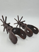Rare Matching Pair Of Antique Mexican Brass Western Cowboy Spurs 8 Point Charro