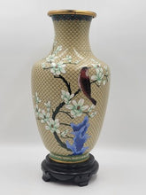 XL Cloisonné Vase Beautiful Floral Fine Wirework Interior Brass 17 inches tall