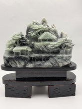 Vtg 11" Old Chinese Dushan Jade Carving Mountain Water Pine Tree Ship Sculpture