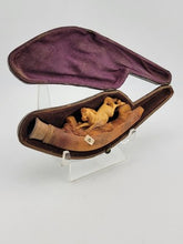 Antique 19th C Horse Theme German Meerschaum Cigarette Holder W Original Case.