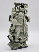 Chinese Hand Carved Natural Jadeite Jade Shou Xing Longevity Immortal Statue 12"