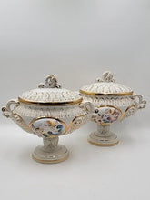 Set Of 2 Keramos Capodimonte Italy Cherub Centerpiece Vase Lidded Pedestal Bowls