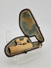 Antique 19th C Dog Theme German Meerschaum Cigarette Holder W Original Case.