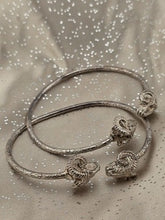 Vintage Sterling Silver Ram Head Cuff Bracelet Pair Greek Roman Revival 38.4g
