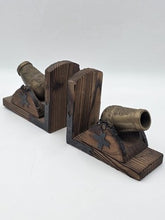 Vintage Cannon Mortar Bookends Wood Metal Rustic Military S.S. Kresge