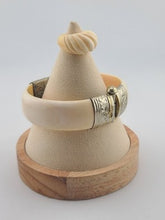 Rare Antique Set Of Bone Bracelet & Ring Intricate Hand Tooled Sterling Silver