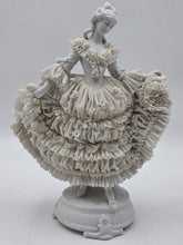 Large Jacqueline Porcelain Lace Figurine Victorian Lady Dresden Style Lace Dress