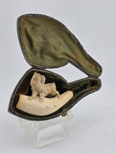 Antique 19th C ECHT German Meerschaum Pipe Hunting Dog Theme W Original Case.