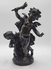 Rare Antique C 1910 Auguste Moreau "Torch Boy" Heavy Bronze Sculpture. 16 Inch