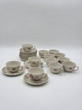 Antique Johann Haviland Bavaria Germany U.S. Zone Floral Teacup Saucer Set 24 Pc