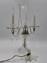Antique 1930's Hollywood Regency Crystal Glass Candelabra Lamp Prism Table Light