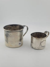 Pair Of Antique 19th C Victorian Sterling Silver Baby Cups 95g Christening Mugs