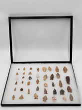 Lot Of 40 Authentic Antique Original Native American Arrowheads In Display Tray.