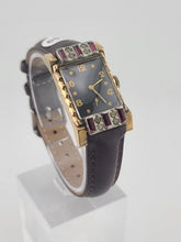 Vintage 1940's Lucerne 17J Art Deco Rectangular Rhinestone Ruby Swiss Watch