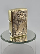 Vintage 1994 Collectible Barrett Smythe Design "LION" Brass Zippo Lighter. Works