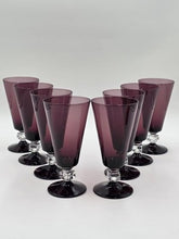 ANTIQUE SET OF 8 MID CENTURY MODERN BRYCE WILMINGTON AMETHYST 7" WATER GLASSES.