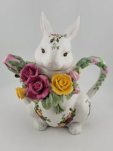 Royal Albert Old Country Roses Porcelain Bunny Rabbit Teapot Decoration VG Cond.