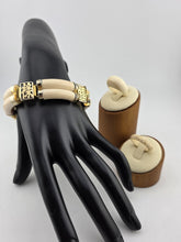 Vintage cream & GOLD Bracelet & Rings Set Chinese Shou Longevity Beige Color