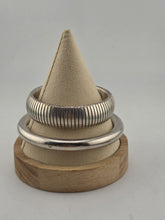 Set Of 2 Heavy Sterling Silver Bangle Bracelet Ribbed Tubogas & Solid 65g Modern