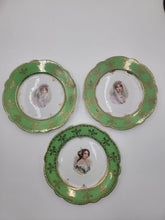 Set Of 3 19th C Antique Carlsbad Austria Porcelain Portrait Cabinet Plate 6.5 in