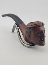 Vintage Italian Handmade Figural Carved Briar Tobacco Pipe Face Head Made Italy