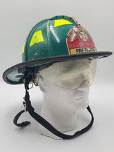 MSA Cairns 1010 2020 Green Firefighter Helmet Front Visor. Seen Fire Action.