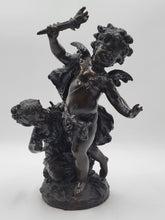 Rare Antique C 1910 Auguste Moreau "Torch Boy" Heavy Bronze Sculpture. 16 Inch