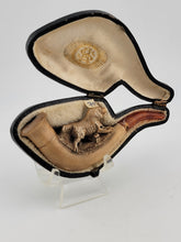 Antique 1920's French Dog Meerschaum & Amber Cigarette Holder W Original Case.