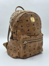 Rare MCM Stark Side & Top Studs Backpack In Cognac Visetos Coated Canvas W5914