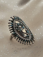 V. S. Johnson Sterling Silver Needlepoint Turquoise Zuni Ladies Ring Size 8 1/4