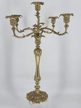 Rare Antique C 1900's XL French Rococo Style Gilt Brass 5 Arm Candelabra 26”