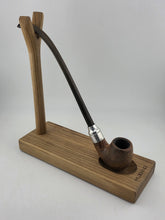 Rare Antique Briar Tobacco Pipe Bent Long Stem w Metal Band Estate Smoking Pipe